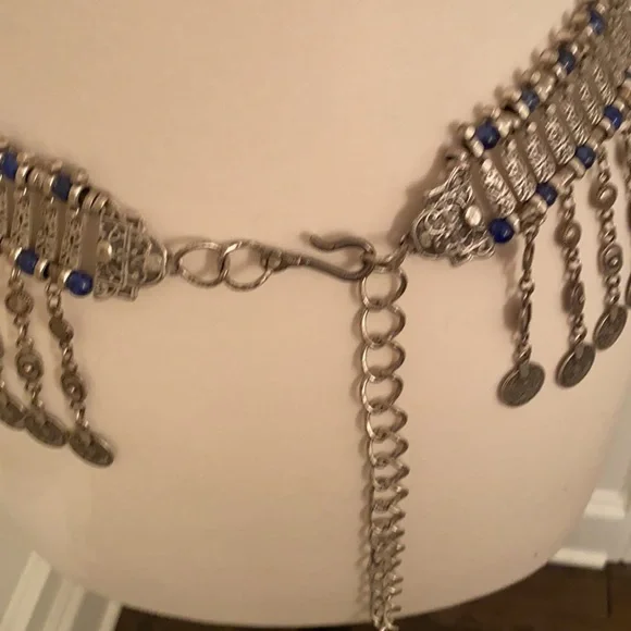Festival Lapis and Pewter Coin Belt - Picture 4 of 6